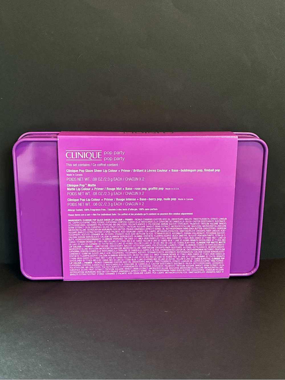 Clinique Pop Party Lip Color Set 5 New Full Size Lipsticks In Tin (1 Flawed Cap) - Picture 2 of 7